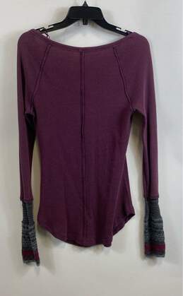 Free People Womens Burgundy Long Sleeve Henley Neck Thermal Top Size Medium alternative image