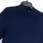 Womens Blue Mock Neck Short Sleeve Tight-Knit Pullover Sweater Size 52 image number 3