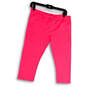 Womens Pink Elastic Waist Stretch Pull-On Activewear Capri Leggings Size L image number 2