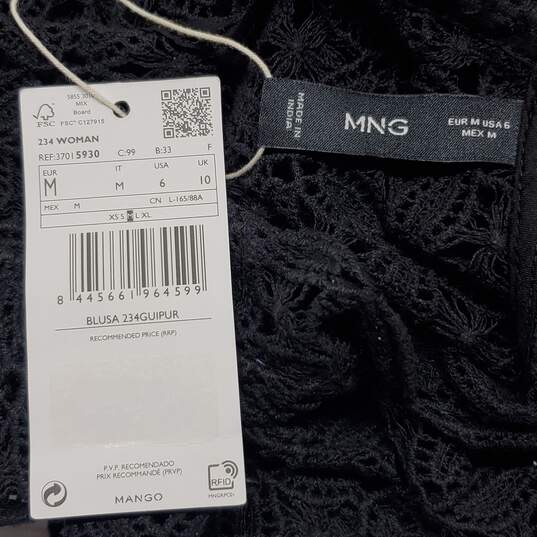 MNG Mango Black Lace Blouse Size 6 image number 3
