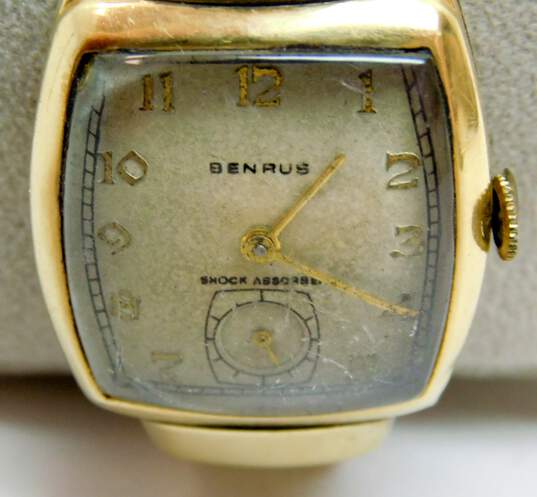 Men's Vintage Benrus 14K Gold Case 17 Jewels Shock Absorber Wrist Watch 42.0g image number 3