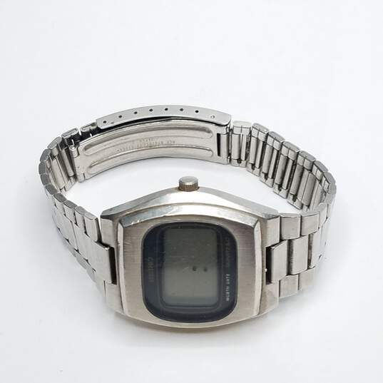 Vintage Retro Seiko LCD Digital Men's Full Stainless Steel Quartz Watch image number 3