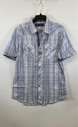 NWT BKE Mens Multicolor Plaid Athletic Fit Short Sleeve Button-Up Shirt Size M
