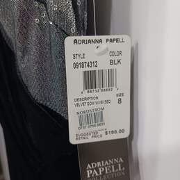 Women's Adrianna Papell Black Velvet with Silver Sequin A-Line Dress Sz 8 alternative image