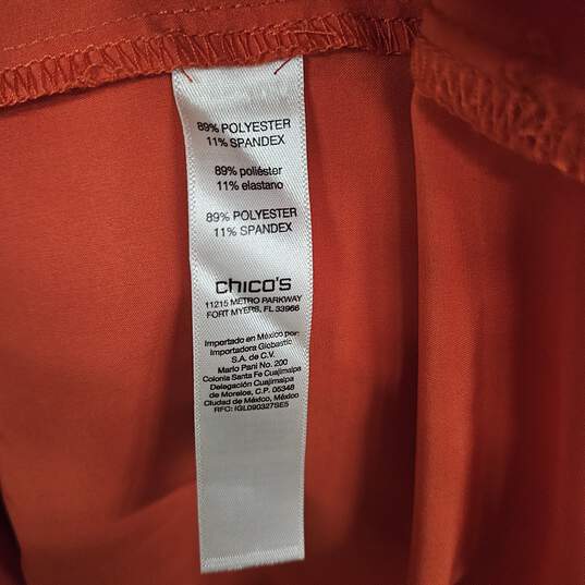 Chico's Orange Long Sleeve Shirt With Choker image number 3