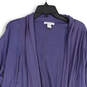 Womens Blue Thumb Hole Long Sleeve Open Front Cardigan Sweater Size L image number 3