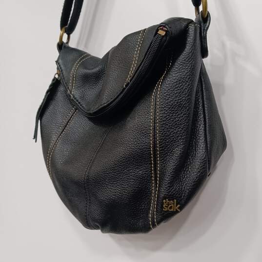 The Sak Black Leather Fold Over Crossbody Bag image number 2