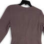 NWT Womens Purple Long Sleeve Tie Waist Back Zip Sheath Dress Size 12 image number 4