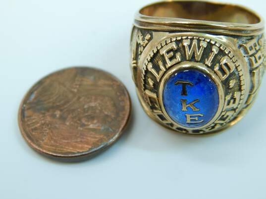 10K Yellow Gold Blue Spinel 1969 Lewis College Class Ring 12.7g image number 7