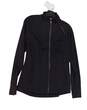 Womens Black Long Sleeve Collared Activewear Full Zip Jacket Size Medium image number 1