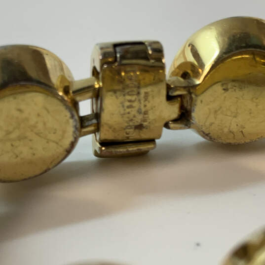 Designer Henri Bendel Gold-Tone Crystal Cut Stone Polki Chain Bracelet image number 4