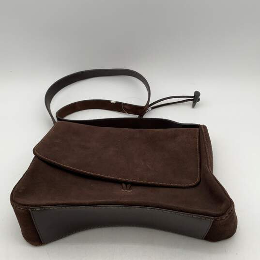 Ralph Lauren Womens Brown Leather Adjustable Strap Zipper Pocket Crossbody Bag image number 2