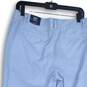 NWT Lands' End Womens Blue White Striped Straight Leg Cropped Pants Size 8P image number 4