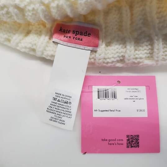 Kate Spade Cable Beanie French Cream NWT image number 2