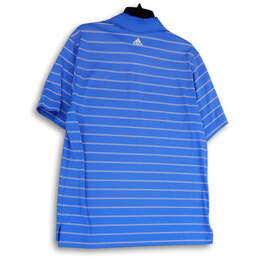 Mens Blue White Golf Puremotion Striped Collar Short Sleeve Polo Shirt Sz M alternative image