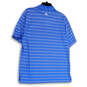 Mens Blue White Golf Puremotion Striped Collar Short Sleeve Polo Shirt Sz M image number 2
