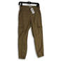 NWT Womens Khaki Flat Front Cargo Pocket Ankle Leg Jogger Pants Size 26 image number 1