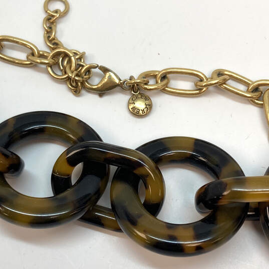 Designer J. Crew Gold-Tone Tortoise Acrylic Circular Link Chain Necklace image number 4