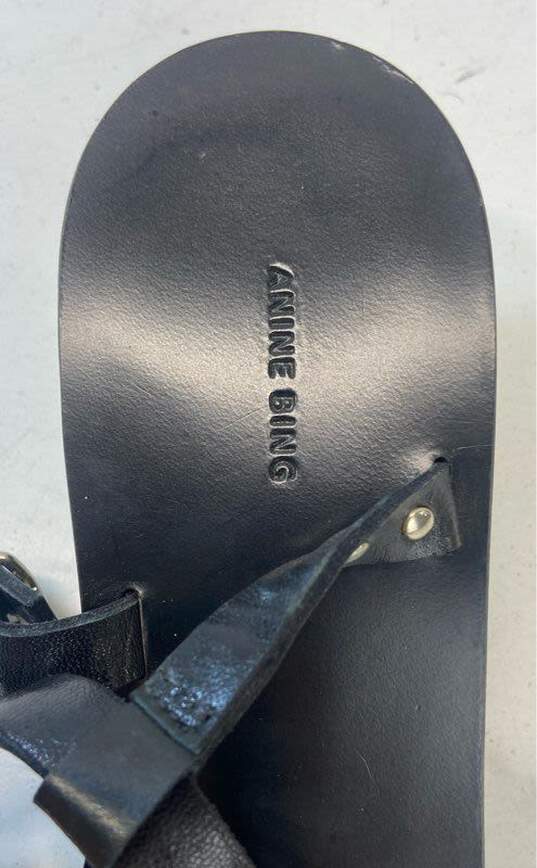 Anine Bing Black Leather Studded Sandals Heels Shoes Size 37 image number 6