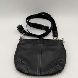 Coach Womens Black Silver Leather Adjustable Strap Buckle Crossbody Bag Purse alternative image