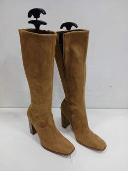 Women's Candies Tan Knee High Brown Boots Faux Suede Sz 7.5M