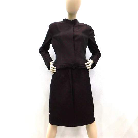 Badgley & Mischka Burgundy Silk Skirt Suit Set image number 3