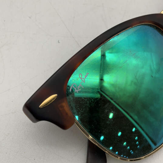 Mens 51021 Brown Blue Half Frame UV Protection Clubmaster Sunglasses image number 4