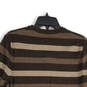 NWT Mens Brown Striped Knitted Crew Neck Long Sleeve Pullover Sweater Sz M image number 4