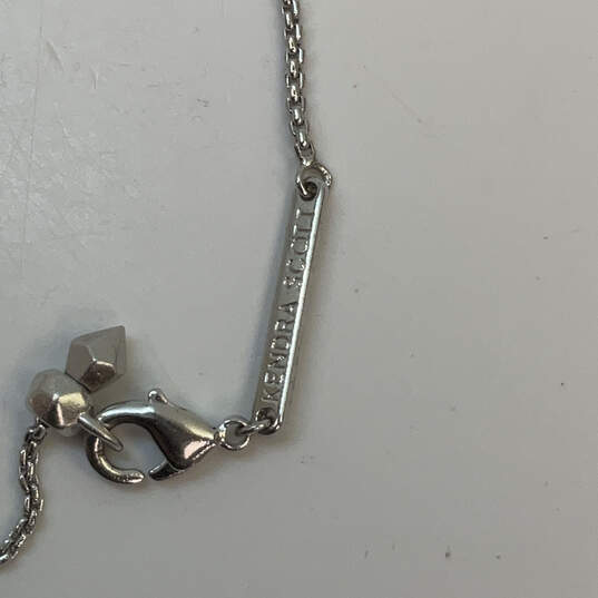Designer Kendra Scott Silver-Tone Crystal Stone Hammered Choker Necklace image number 4