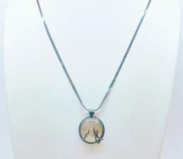 925 Sterling Silver Quartz Pendant Necklace 15.9g
