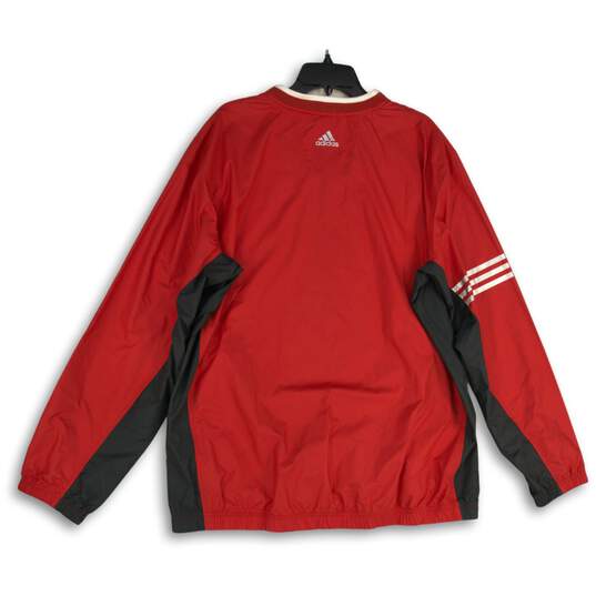 NWT Adidas Mens Red Colorblock V-Neck Wind ClimaProof Pullover T-Shirt Size XL image number 2