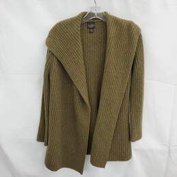 Eileen Fisher Petite Wool Blend Knit Hooded Cardigan Sweater Size PP