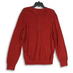 NWT Mens Red Tight-Knit V-Neck Long Sleeve Pullover Sweater Large alternative image