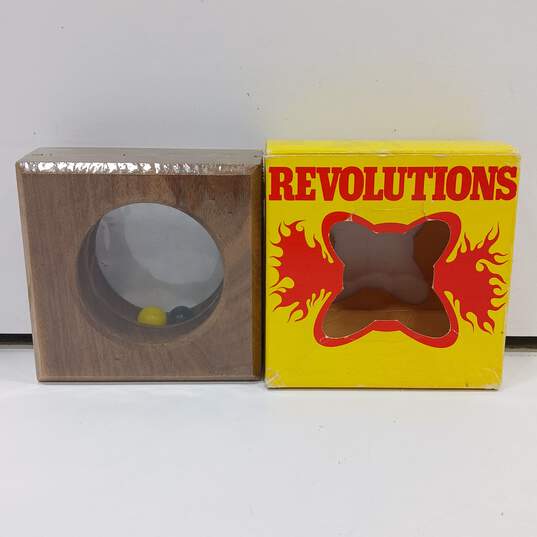 Vintage 1971 Revolutions Black Walnut Wood Puzzle Four Generations Coordination Game image number 1