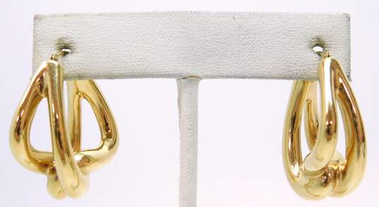 14K Yellow Gold Twisted Hoop Earrings 4.8g image number 2