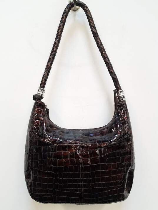 Brighton Patent Leather Croc Embossed Shoulder Bag Brown image number 3