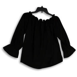 NWT Womens Black Pleated Bell Sleeve Off The Shoulder Blouse Top Size S alternative image