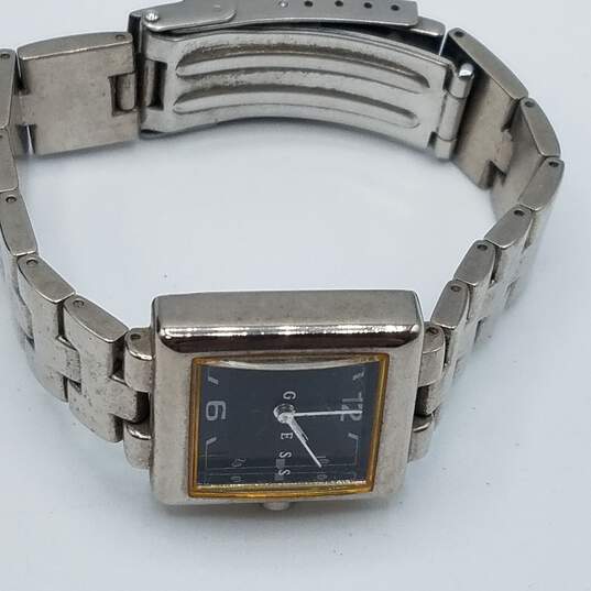 Vintage Guess 21mm Case Tank Stainless Steel Quartz Bracelet Watch image number 4