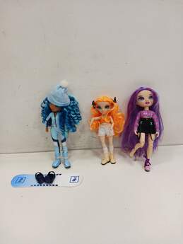 Bundle of 3 Assorted Rainbow High Dolls with Snowboard