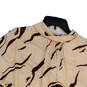 Womens Cream Brown Animal Print Mock Neck Dolman Sleeve Blouse Top Size L image number 3