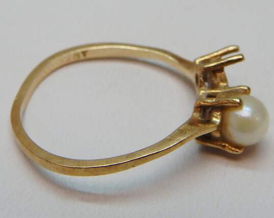 14k Yellow Gold Pearl Toi Et Moi Ring For Repair 1.5g image number 2