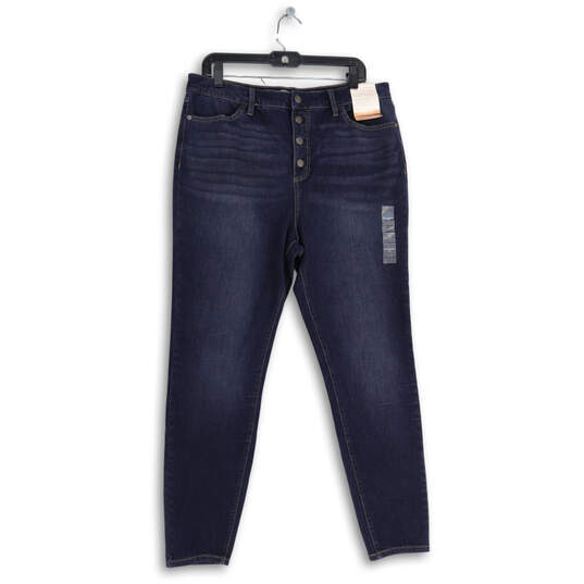 NWT Womens Blue Medium Wash Pockets Button Fly Denim Skinny Leg Jeans Sz 16 image number 1