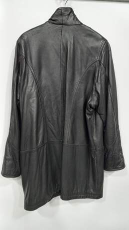 Women’s Vintage Stone Mountain Button-Up Collared Leather Jacket Sz XL alternative image
