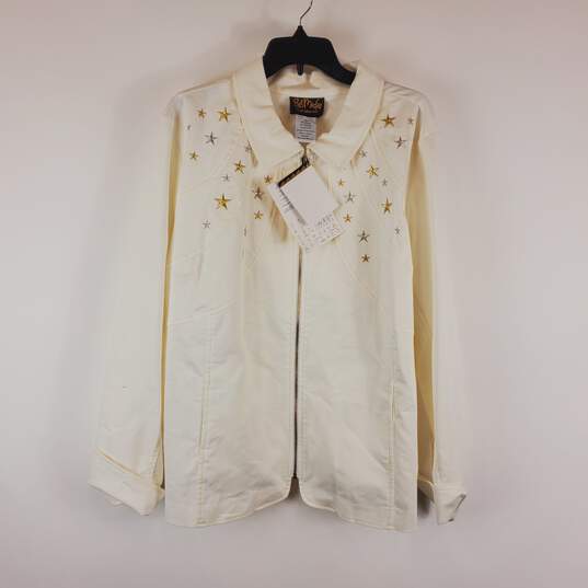 Bob Mackie White Star Sequin Jacket 2X NWT image number 1