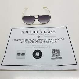 AUTHENTICATED Gucci White Frame Gradient Lens Aviator Mens Sunglasses