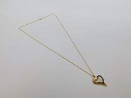 14K Gold Dark Blue Spinel Open Heart Pendant Chain Necklace 2.3g
