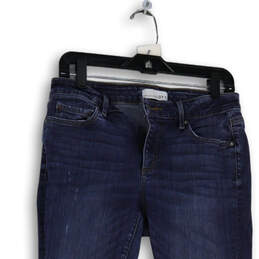 Womens Blue Distressed Denim Medium Wash Pockets Skinny Leg Jeans Size 27
