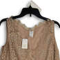 NWT Womens Beige Floral Lace V-Neck Scalloped Hem Sleepwear Tank Top Sz XL image number 3