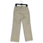 Womens White Flat Front Straight Leg Slash Pocket Dress Pants Size 6P image number 2