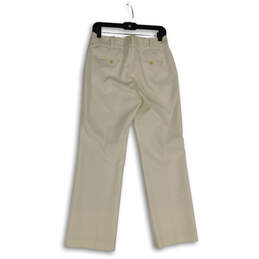 Womens White Flat Front Straight Leg Slash Pocket Dress Pants Size 6P alternative image